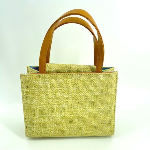 Unbranded Women’s Small Square Structured Basket Handbag Raffia Straw Tote - Picture 5 of 15